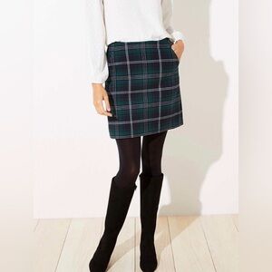 LOFT Tartan Mini Skirt in Green & Navy Blue (4)
